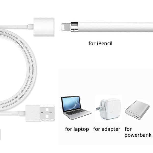 Lightning til USB Ladekabel for Apple Pencil Hunn til Hann Forlengelsesladekontakt