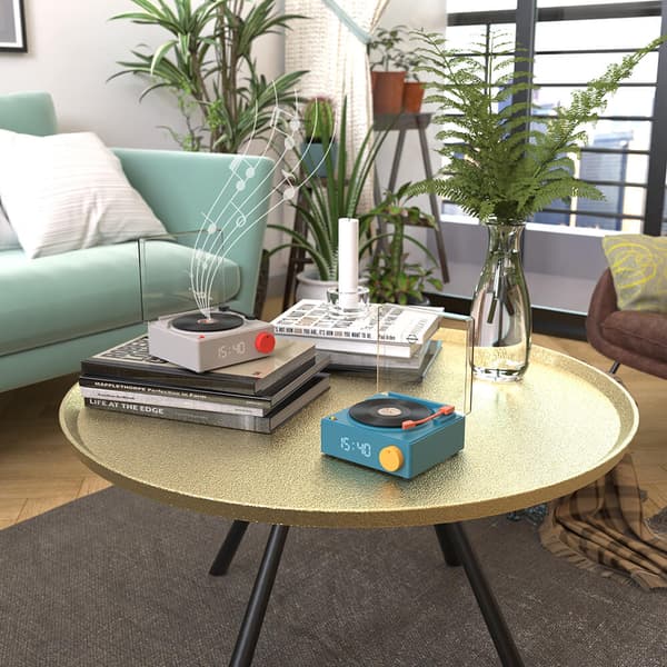 Speaker Alarm Clock Vinyl Retro Blue
