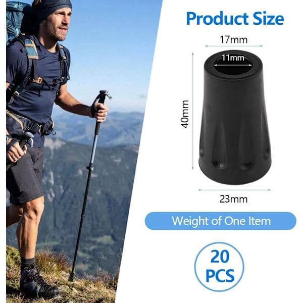 10x Replacement Cane Tip - Cane Tip - Protective Rubber Cap - 11mm - Suitable for Canes, Crutches, Walking Sticks
