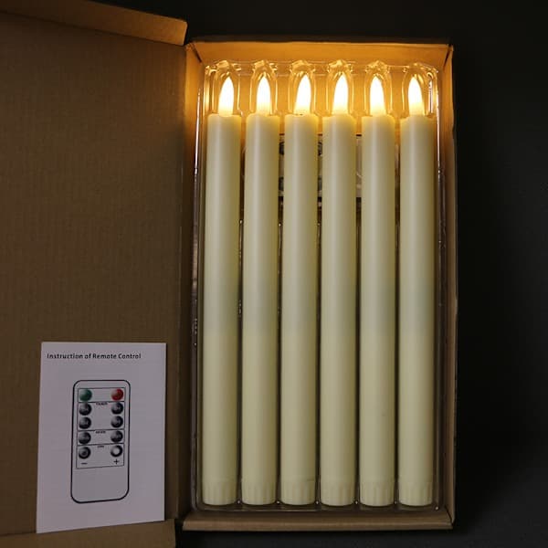 6-pack Battery Operated LED Candles with Remote Control and Timer, Flickering Warm White Light Made of Real Wax
