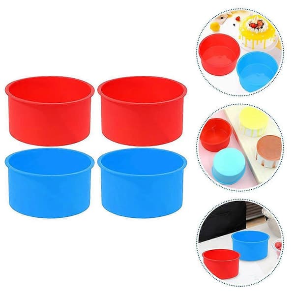 4 stk. silikonekageforme til bagning, non-stick bageforme, bageredskaber, forme til mousse, muffins