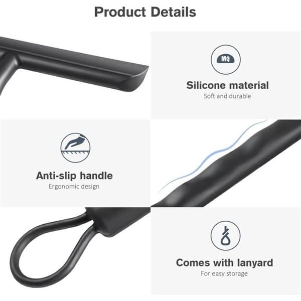 Black Shower Squeegee, Shower Window Squeegee, Shower Squeegee with Silicone Holder, Silicone Squeegee for Bathroom, Glass