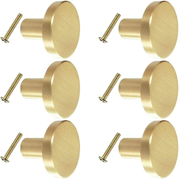 Runde Messingknotter, 6 solide 25 mm møbelbeslag