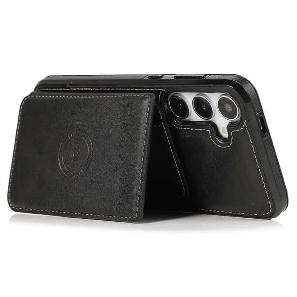 Etui til Samsung Galaxy A56 5G med kortholder, stativ, PU-læder + TPU-telefoncover (sort)