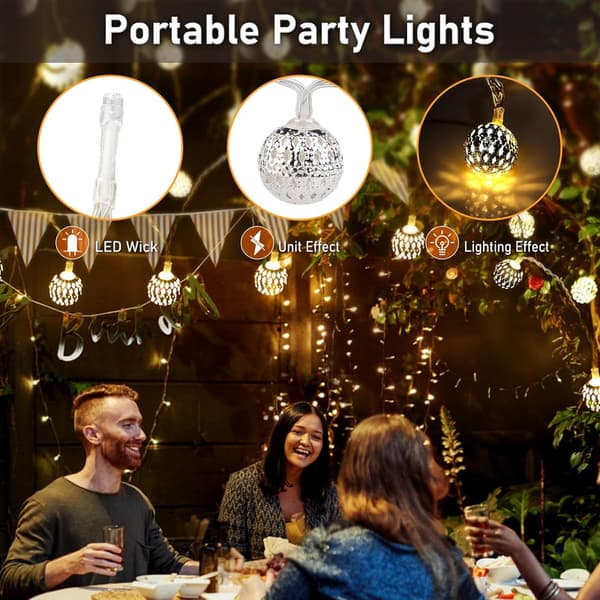 LED String Lights Indoor - USB String Lights Outdoor Electric, 30 Moroccan Silver Balls with Remote Control