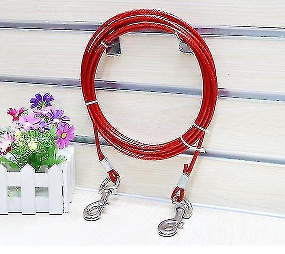 5m Stålwire Hundesnor til to hunde Tie Out Kabel