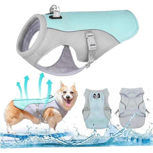 Dog Cooling Vest Summer Dog Cooling Jacket Breathable Mesh Adjustable Fast Cooling