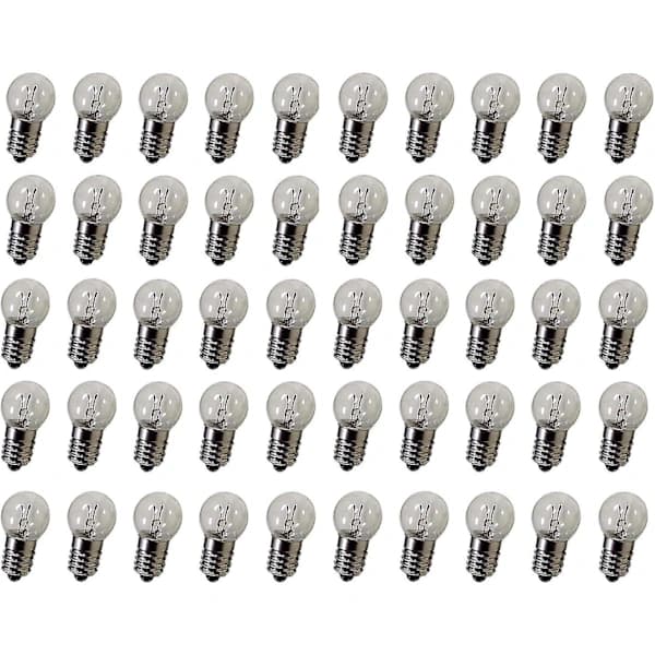 DC 50 st E10 2.5V 0.3A Varmvit Miniatyrlampa Skruvbas