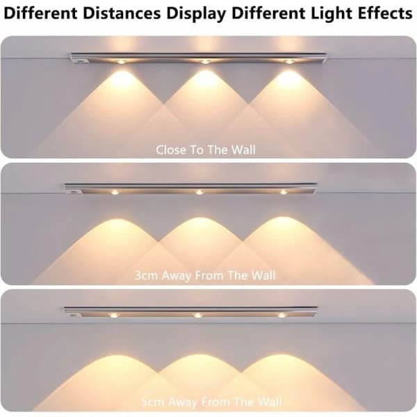 LED-garderobebelysning, 40 cm skapbelysning med bevegelsessensor, 2 stk