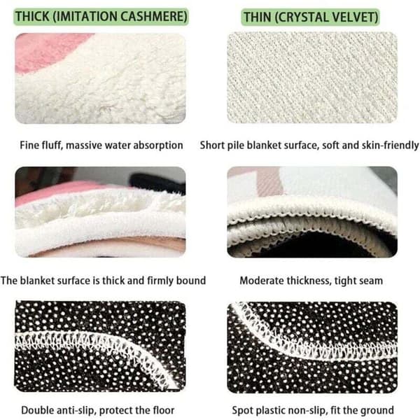 Soft Comfortable Absorbent Non-Slip Corner Bathroom Mat Rounded Quadrant Washable Shower Mat Wavy Bath Mat (Imitation Cashmere)