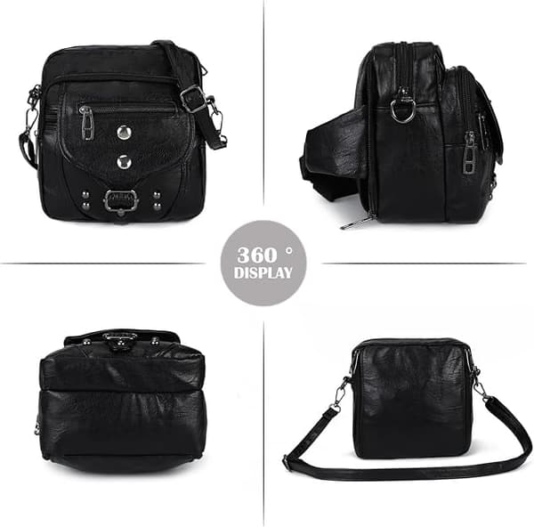 Crossbody-telefonposer til kvinder, små bløde læderpunge, håndtasker, skuldertasker, damer, multifunktionelle tasker Sort Black