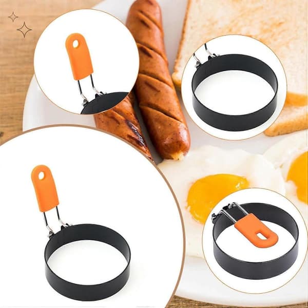 4-pak æggeringe, 7,6 cm stegeægsring i rustfrit stål med foldbare håndtag