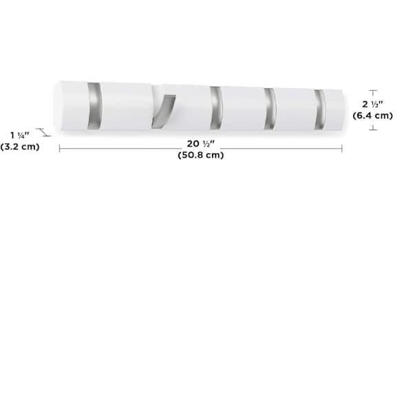 [EN] Foldable wall-mounted coat rack with invisible hook, white, no drilling, with 5 removable hooks