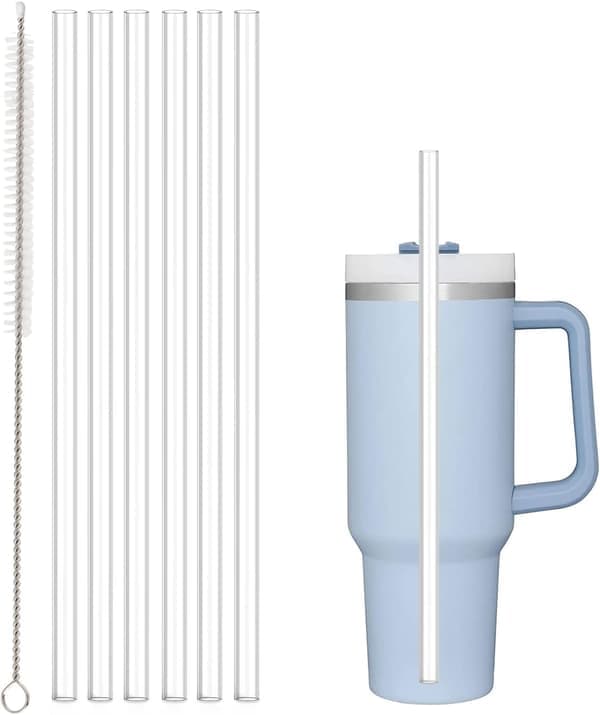 Replacement Straws Compatible with Stanley 1.2L and 890ml Tumblers, 6-Pack Reusable Straws with Cleaning Brush