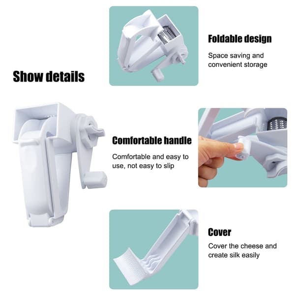 Hand-cranked Rotary Cheese Grater, Manual Kitchen Tool, Grater for Hard Cheese