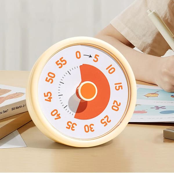 Timer-Time Timer - Visuell timer for barn - 60 minutters nedtellingstimer for klasserom-kontor kjøkken - Pomodoro timer - Kjøkkentimer - Stille tid...