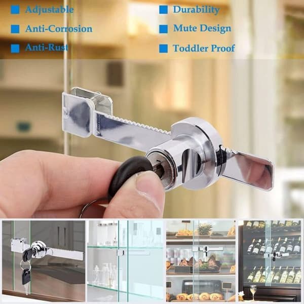 Sliding Lock with Different Keys, Display Cabinet Lock, Vivarium Lock, Terrarium Lock, Showcase Lock, Ratchet Lock