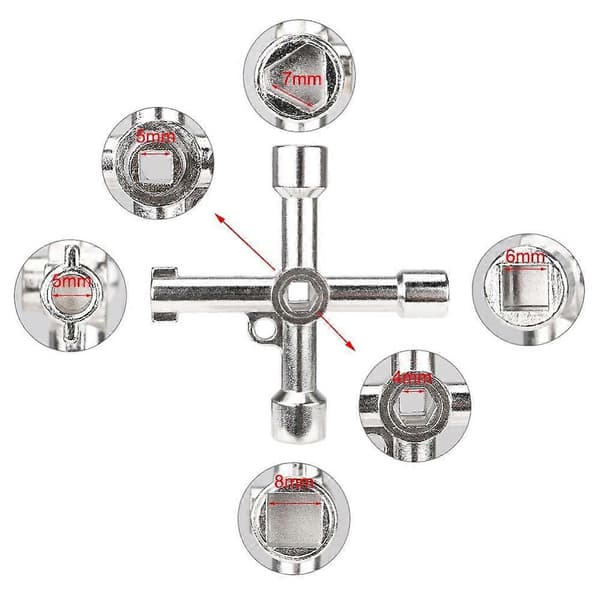Sort Multifunktionel 4-vejs Nøgle til El-, Vand-, Gas- Målerskab Åbningsnøgle