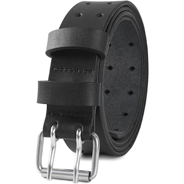 Specialkampanj! Högkvalitativa nya dubbelspänne arbetsbälten i läder för män | 38 mm breda | Robusta | Äkta läderbälte