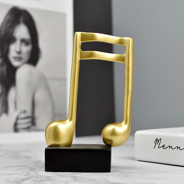 Amoy 3 stk Musiknoter Skulptur Harpiks Gull