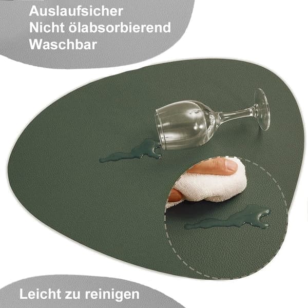4-pack Faux Leather Placemats - Waterproof, Non-slip and Easy to Wipe, Double-sided Table Mats