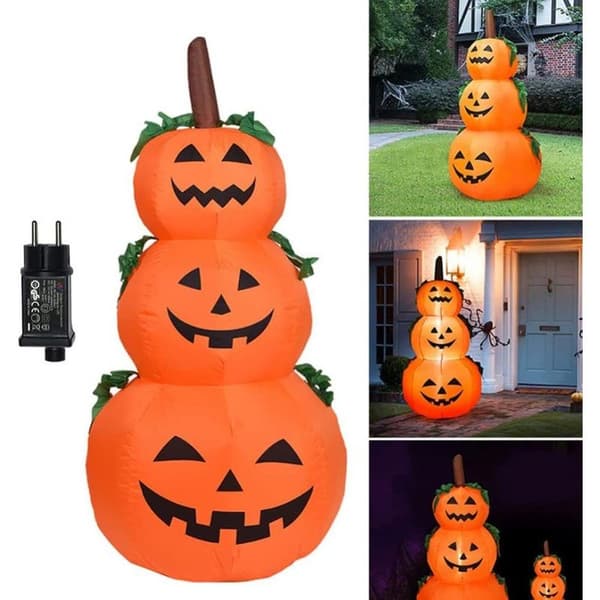 Uppblåsbar Halloweenpumpa med LED-lampor