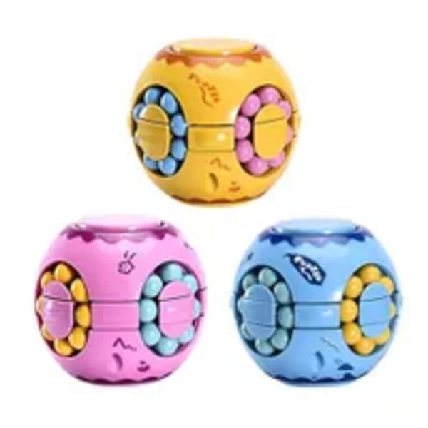 Rotating Bean Magic Cube Fidget Spinner - Stress-Relieving Puzzle Toy for Kids and Adults