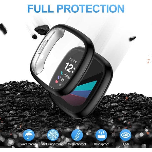 4-pakning deksler kompatible med Fitbit Sense / Versa 3, myk TPU-belagt støtfanger fullt deksel