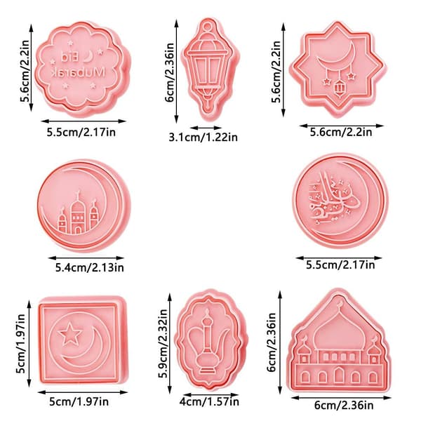 8-pak Eid Mubarak Cookie Cutters Ramadan Mubarak Cookie Cutters