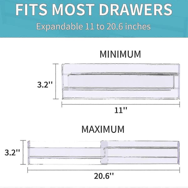 Drawer Dividers 8-Pack, Adjustable 3.2 inch High Expandable from 11-20.6 inch Kitchen Drawer Organizer