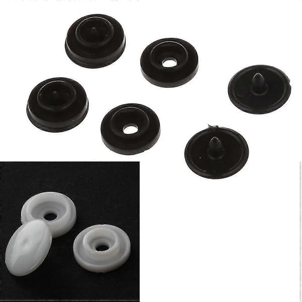 100 stk T3-knapper Trykknapper Scrapbooking Syknapper Svart + Hvit 2-pakning
