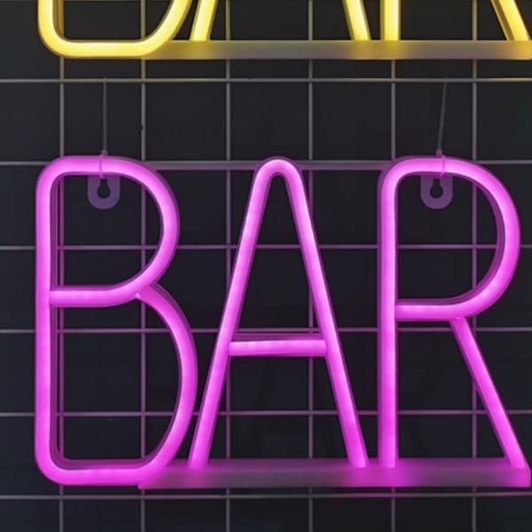 LED-bokstavlys BAR-skilt 28,5x19 cm for pub, hjemmefest og bryllupsdekorasjon