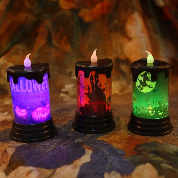 Halloween LED Flameless Ljus, ABS, Rök- och Stockeffekt