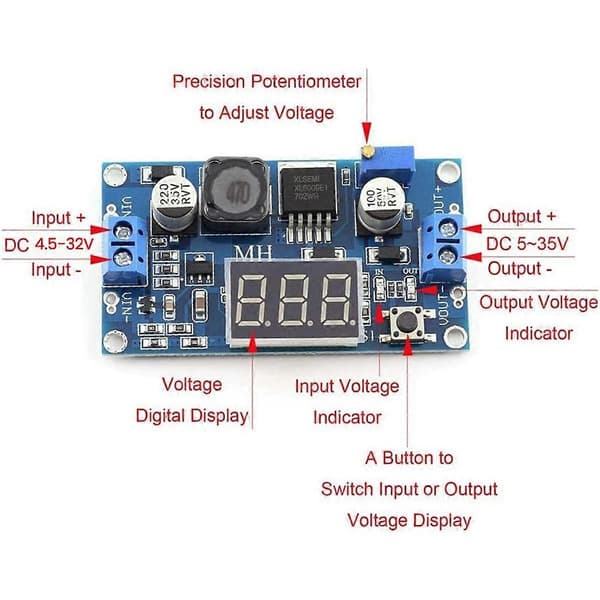 2st XL6009 DC-DC Step-Up Boost Converter-modul justerbar 4,5V-32V till 5V-35V