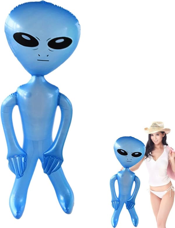 Oppustelig rumvæsen-dekoration 89,9 cm Halloween PVC blå Blau