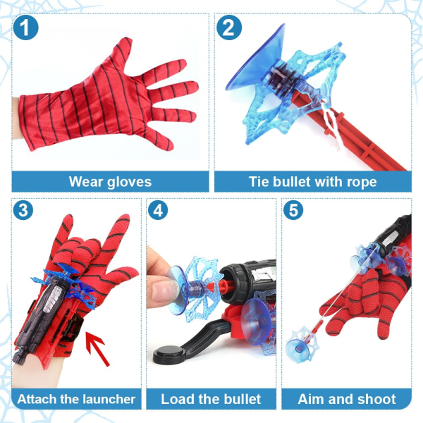 Spider Web Shooter, Superheroes Wrist Launcher-leke, morsomme pedagogiske leker for barn, Spider Gloves Man Cosplay-gave til barn