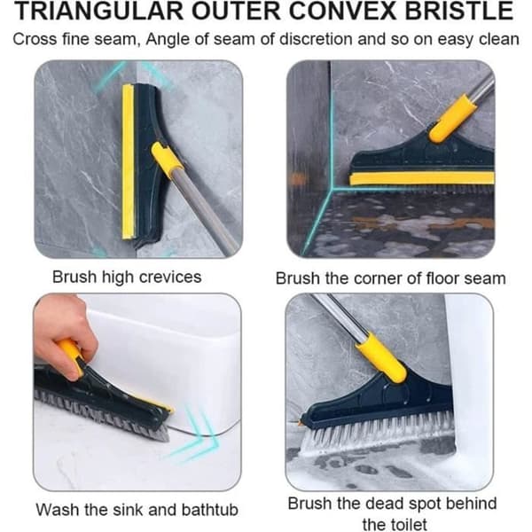 Floor Scrubber | Adjustable Scrub Brush | 2-in-1 Cleaning Brush with Shaped Bristles and 120-Degree Head
