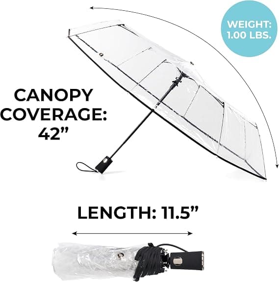 totes Clear Canopy Automatisk Öppningsbar Fällbar Paraply