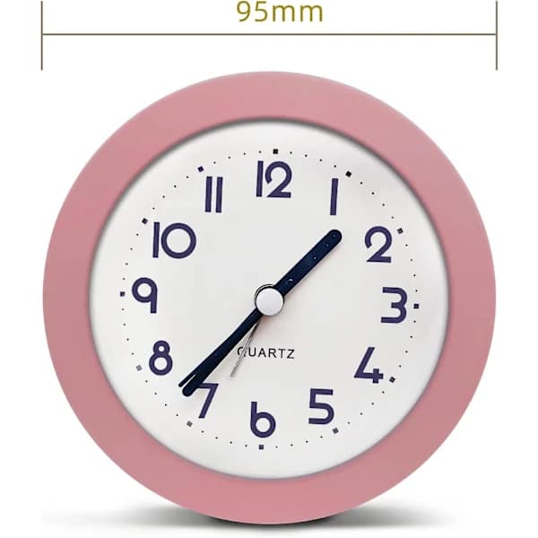 Alarm Clock with Backlight, 10 cm Cute Analog Round Digital Quartz Clock, Non-Ticking, Battery Powered