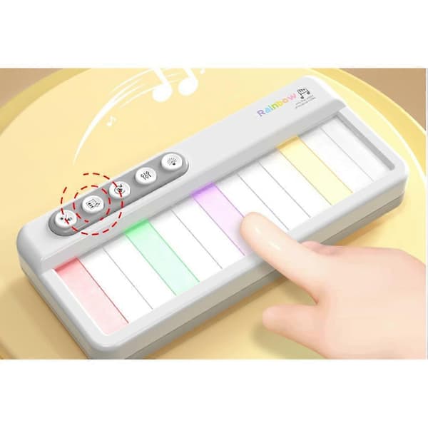 Minipianoleke for barn med regnbuelys, 15 tangenter, 3 instrumentlyder, bærbar