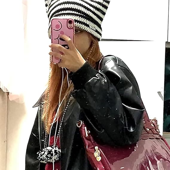 Hæklenåle til kvinder og piger, Katte- og ræveører, Gotisk, Emo, Alternative accessories, Y2K-stil, Grunge-tøj, Sort