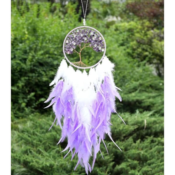 Dream Catcher, Large Handmade Feather Mobile Wall Decor for Bedroom Decorations, Home Decor, Purple