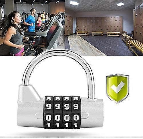 4-digit combination padlock, zinc alloy, silver, for lockers, gym, school, suitcase