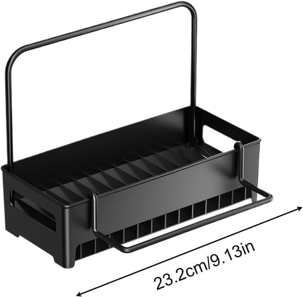 Dish Organizer with Towel Bar - Sponge Holder Kitchen - Countertop Storage Rack - For Sponges & Brushes