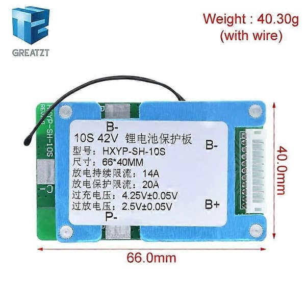 10S 42V 15A BMS Polymer Cell 18650 Lithium Battery Protection Board With Balance Built-in Temperature Control