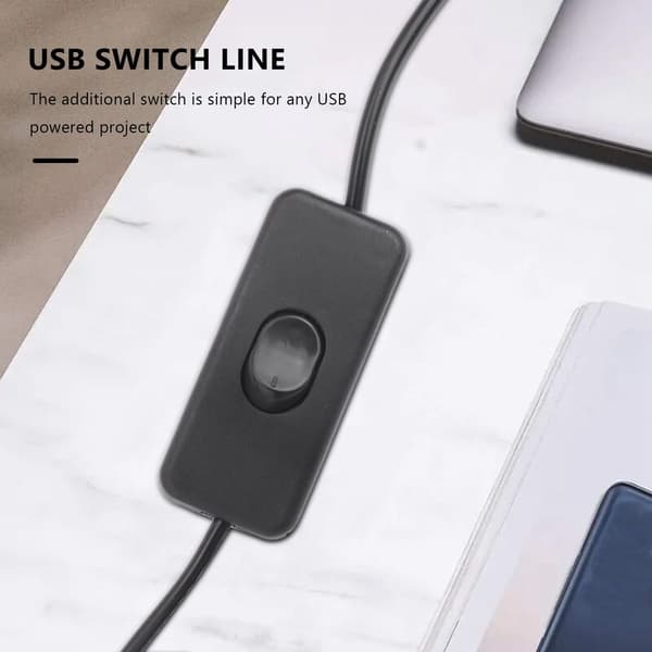 USB-jatkokaapeli uros- ja naarasliittimellä ja virtakytkimellä