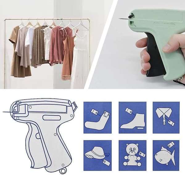 Clothing tagging gun with 5 needles and 1000 fasteners