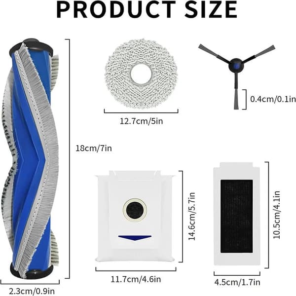 ECOVACS T30 Pro MAX robotti-imurin tarvikkeet: moppi, rullaharja, suodatin, pölypussi