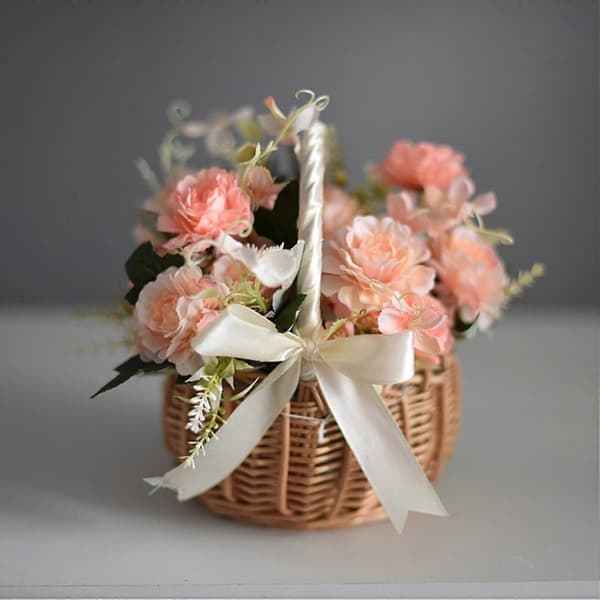 2-pack Rattan Flower Baskets - Woven Wedding/Home Decor Baskets