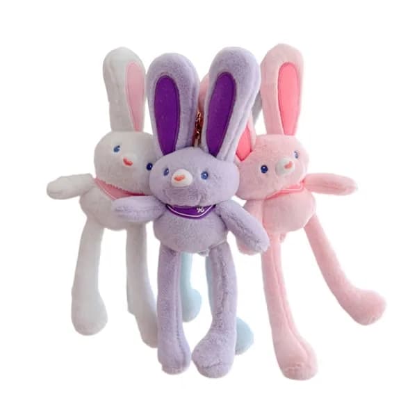 New Long Ears Plush Doll Car Keychain Soft Stuffed Animals Pe A2